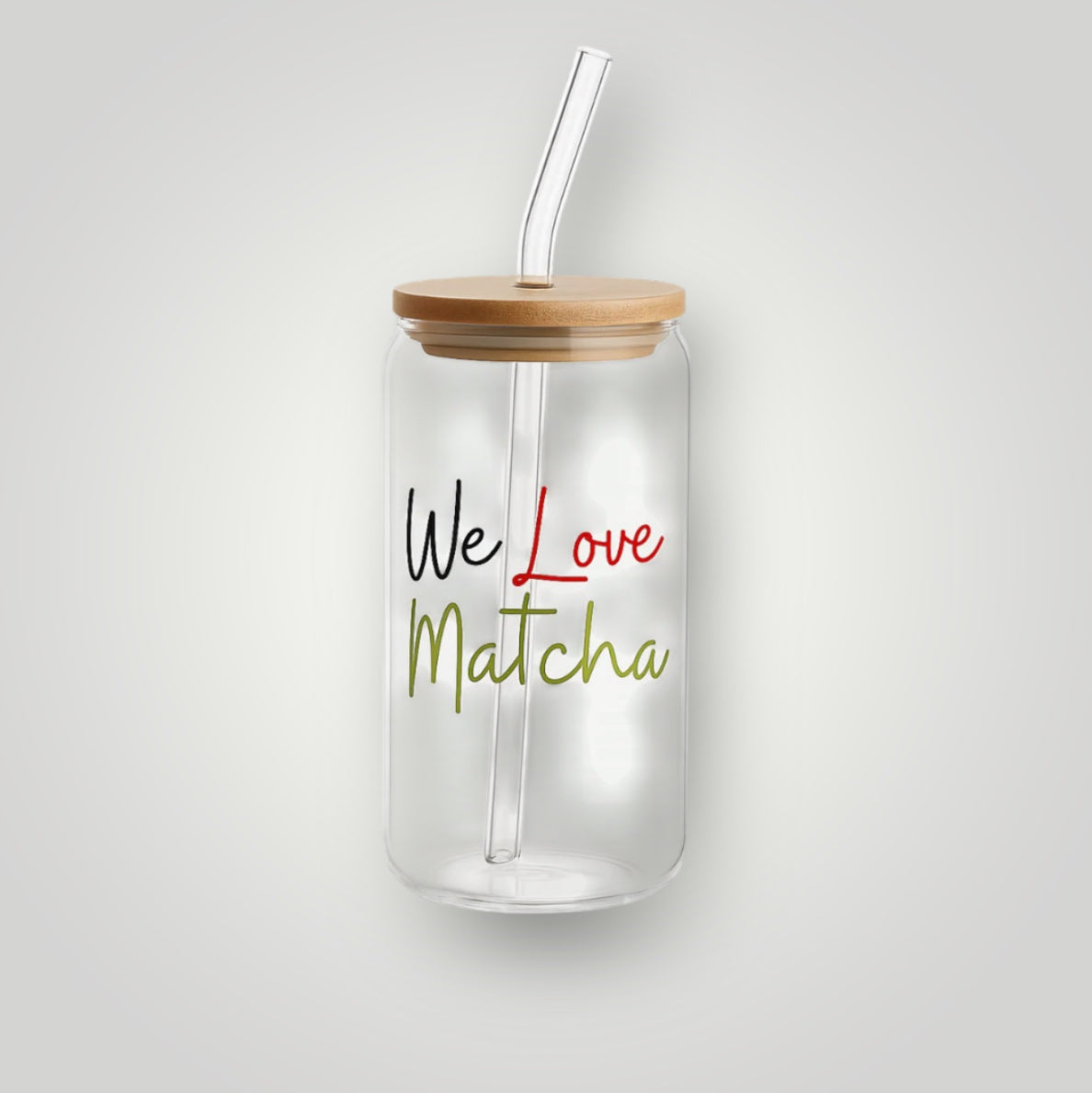 WeLoveMatcha glass with straw