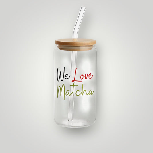 WeLoveMatcha glass with straw
